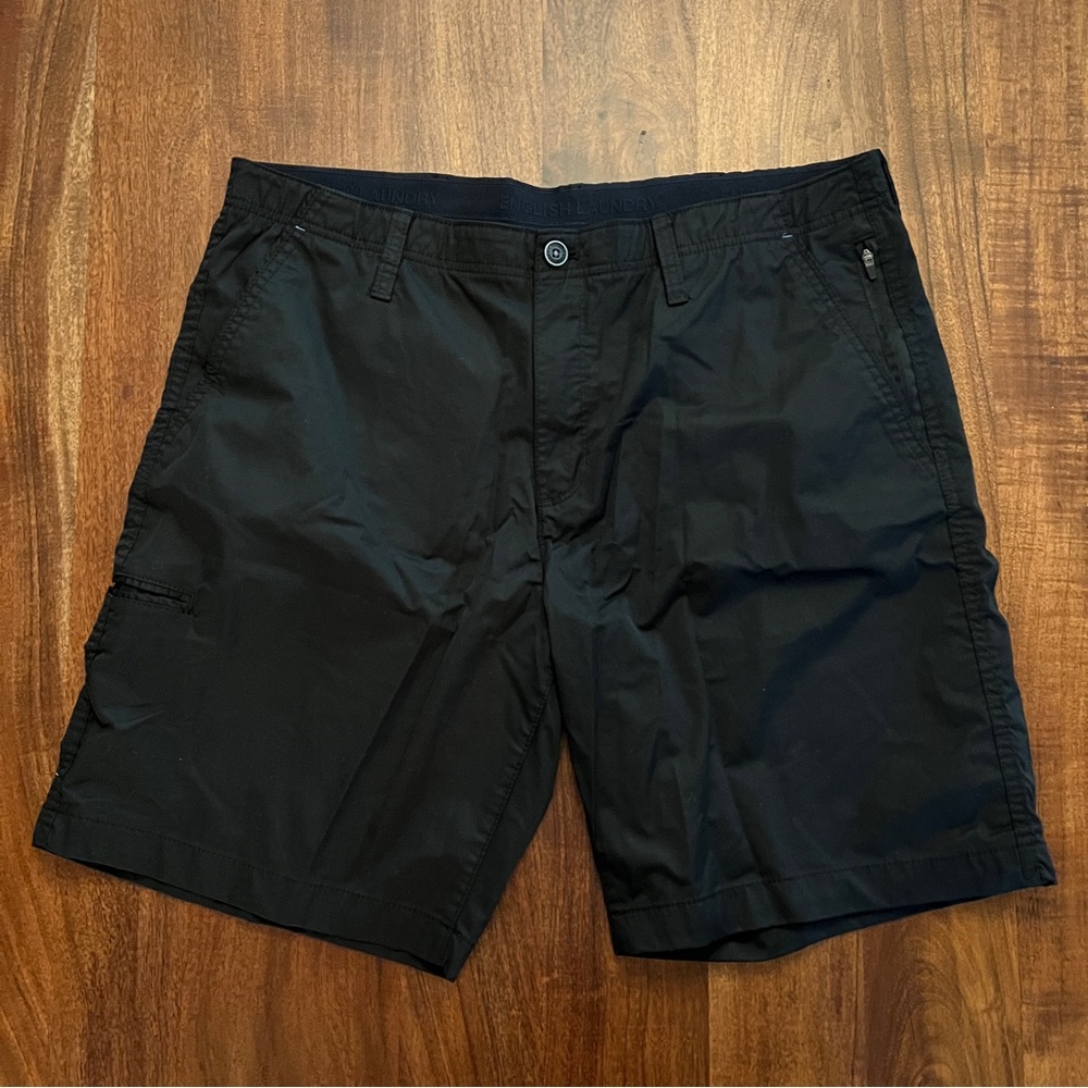 English Laundry Men’s Shorts 38” waist, 9” length Black VERY NICE!